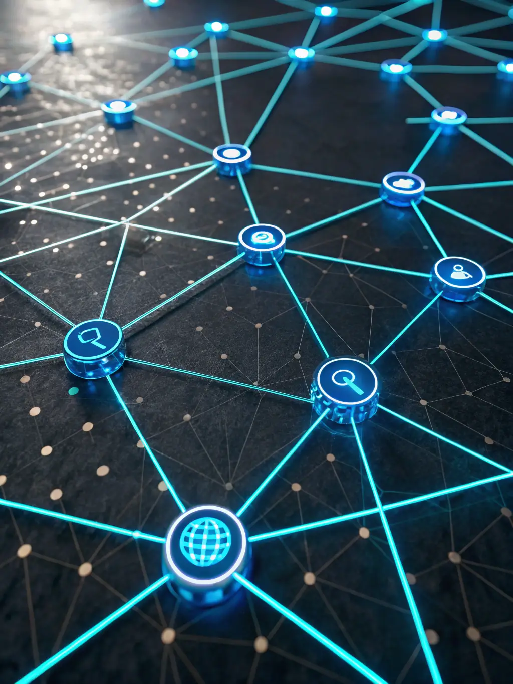 A dynamic visual of interconnected data points and AI algorithms, symbolizing the seamless integration of intelligent systems within a business's existing infrastructure.