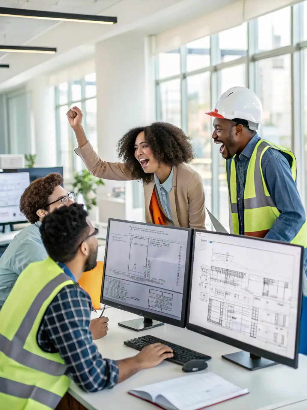 A diverse team of IT professionals collaborating in a modern office, showcasing Century Pointe Holdings' commitment to innovation and client-focused solutions.
